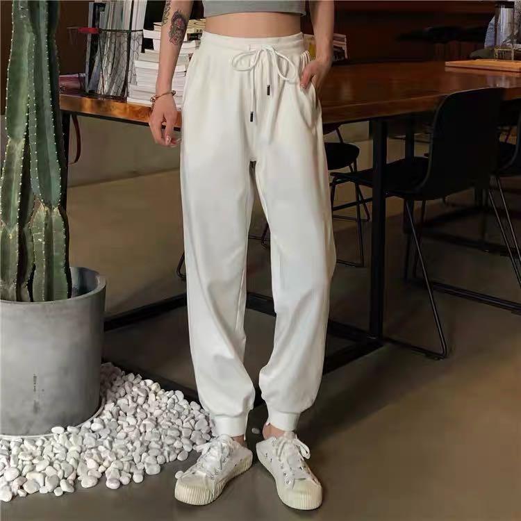 White Jogger Pants High Waist Fitness Trousers Women s Fashion