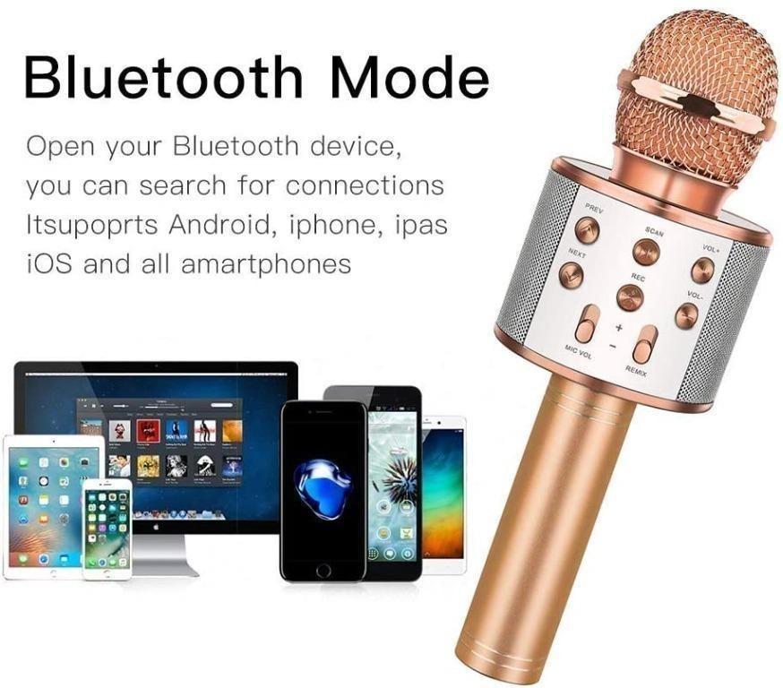 Karaoke Microphone Wireless Bluetooth for Kids Girls Adults Rechargeable Portable Handheld KTV Mic Speaker Machine Singing Christmas Birthday Home Party Toys Gifts Blue 