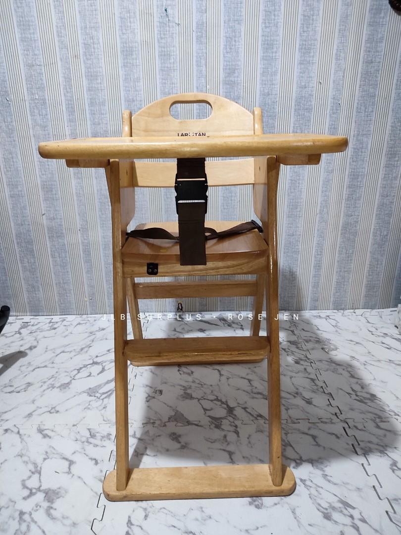 Wooden high chair converts to table and chair top