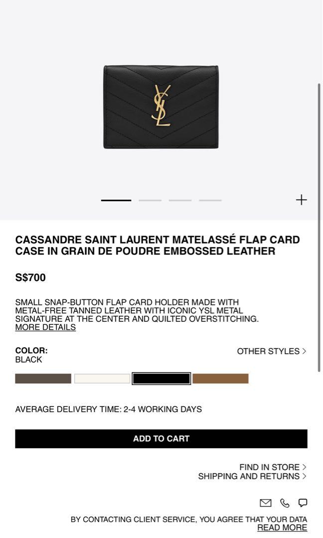 Replica YSL Cassandre MatelassÉ Card Holder Case In Grain De Poudre  Embossed Leather for Sale