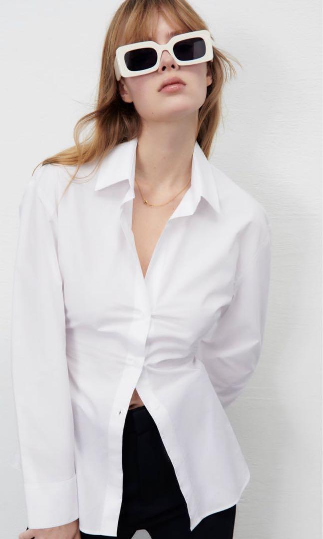 Zara Fitted Poplin Shirt, Women's