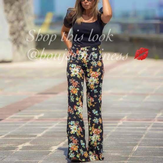 Zara Floral Flared trousers, Fesyen 