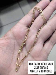 18K Saudi Gold Paper Clip Anklet