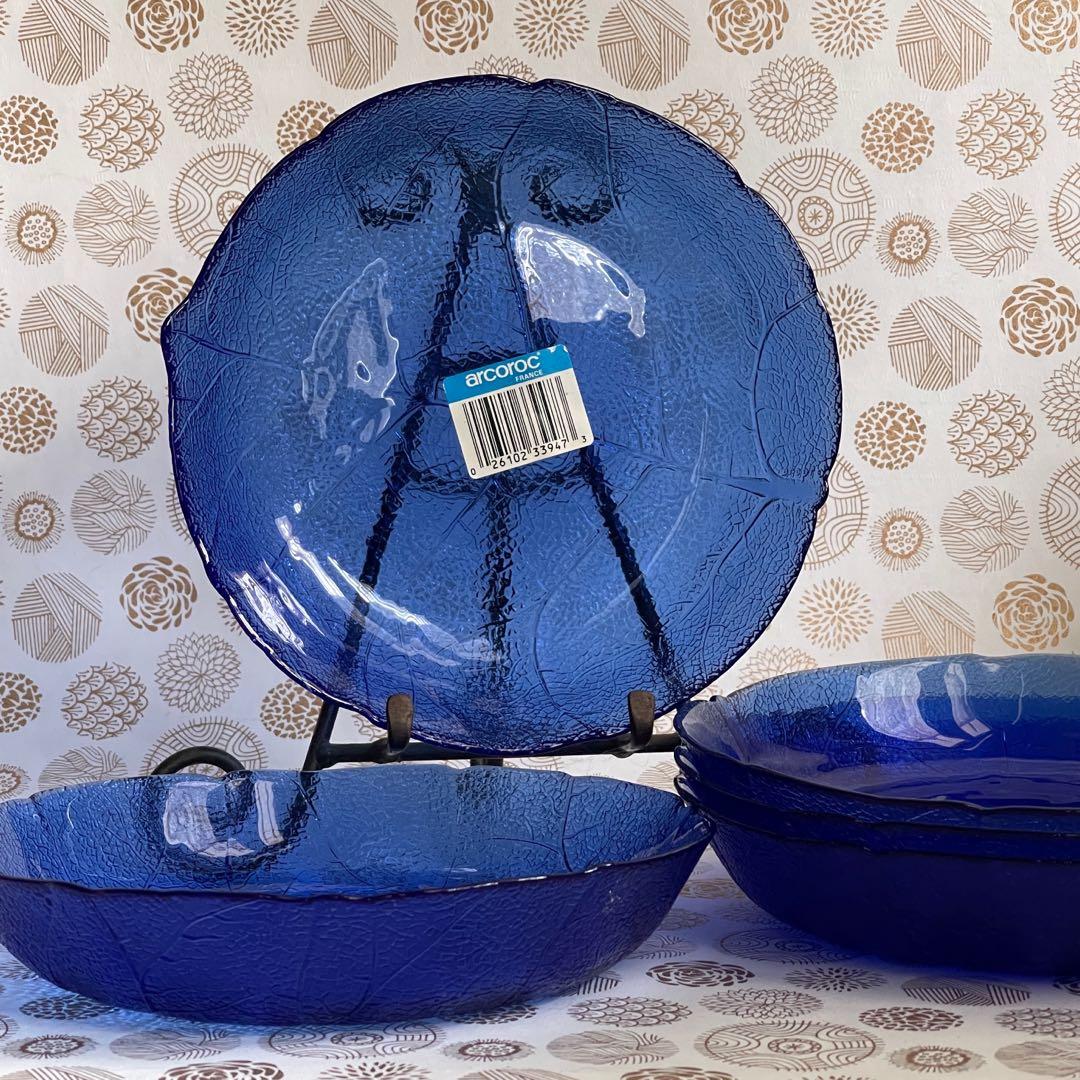 5 Cobalt Blue Vintage Arcoroc Glass Shallow Bowl Plates Furniture Home Living Kitchenware Tableware Dinnerware Cutlery On Carousell