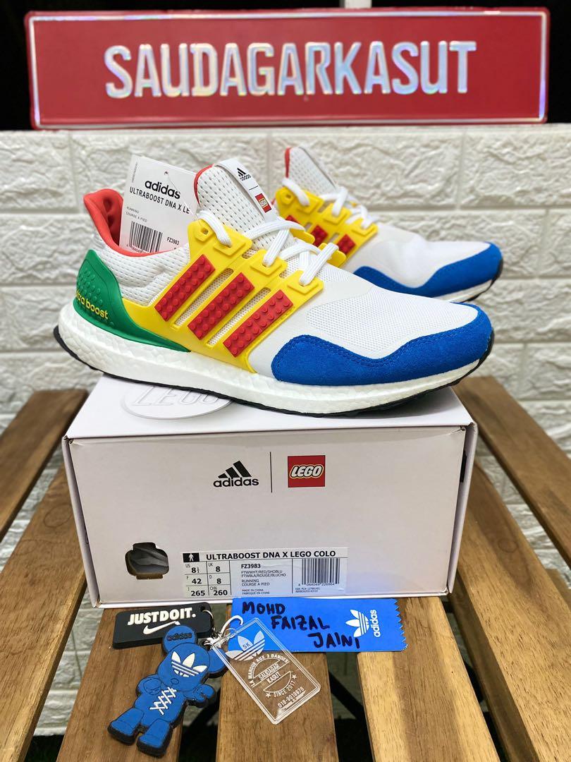 adidas gazelle silver green womens Adidas Ultraboost DNA X Lego Colors Men's Shoes Cloud White-Shock Blue   Sports Plaza NY