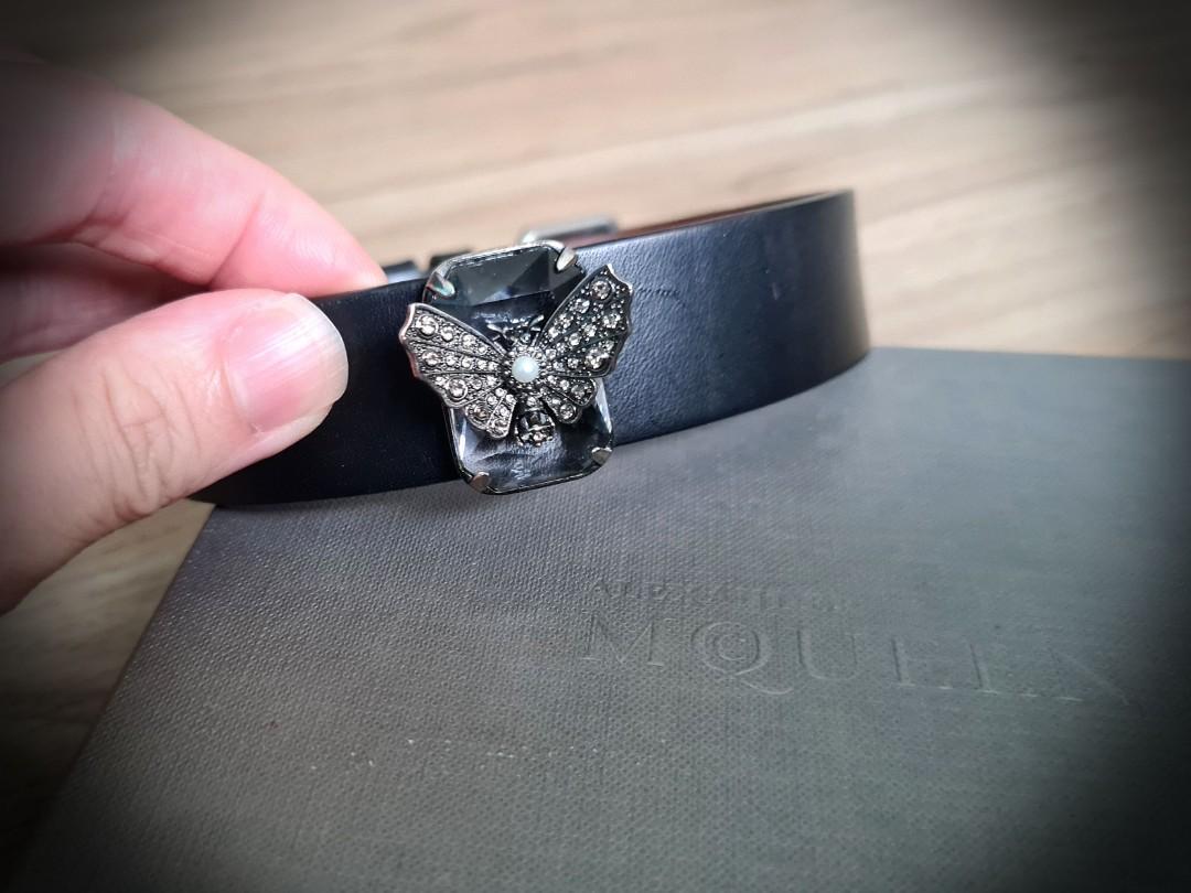 Alexander McQueen Black Butterfly Leather Choker Men s Fashion
