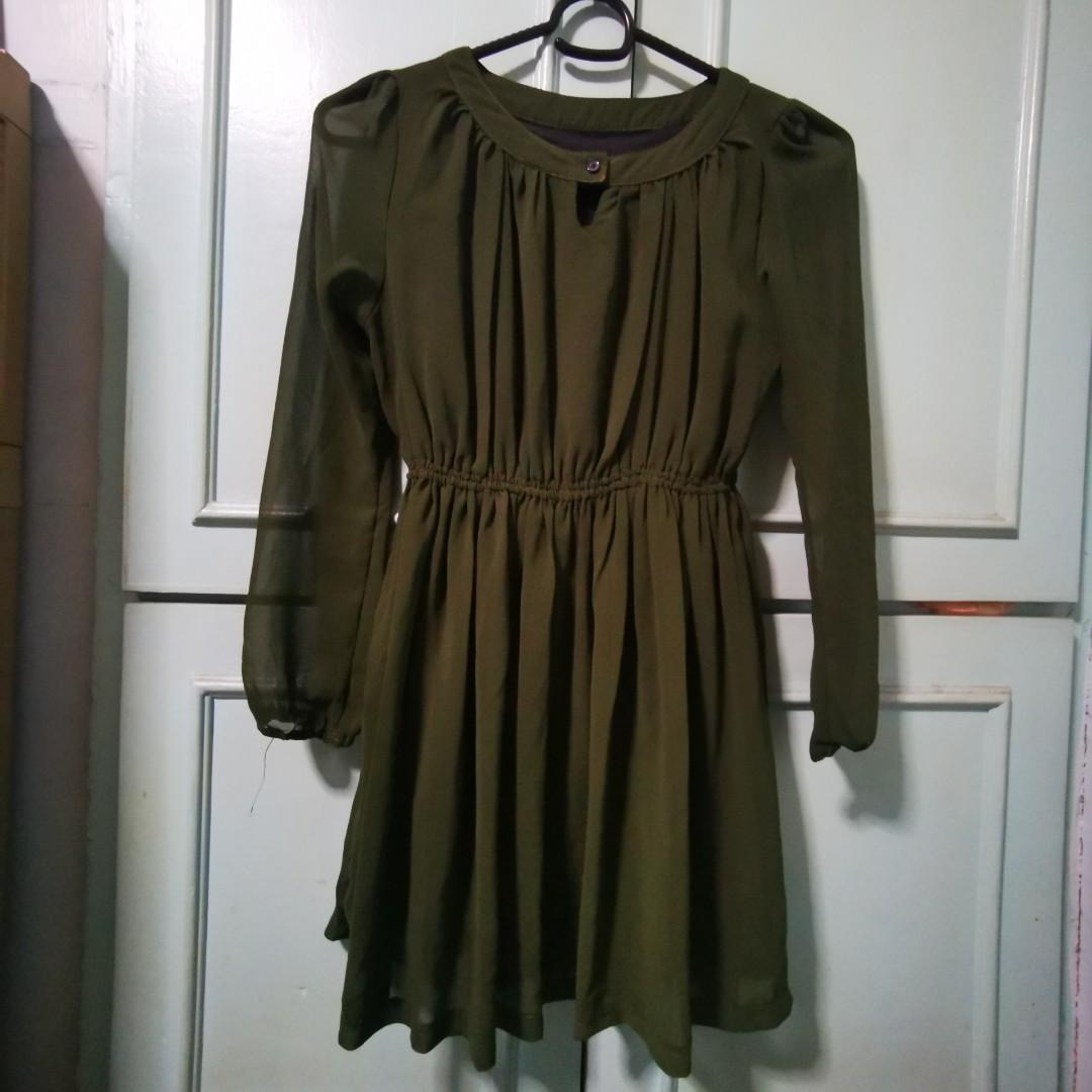 Army green dress, Women's Fashion, Dresses & Sets, Dresses on Carousell