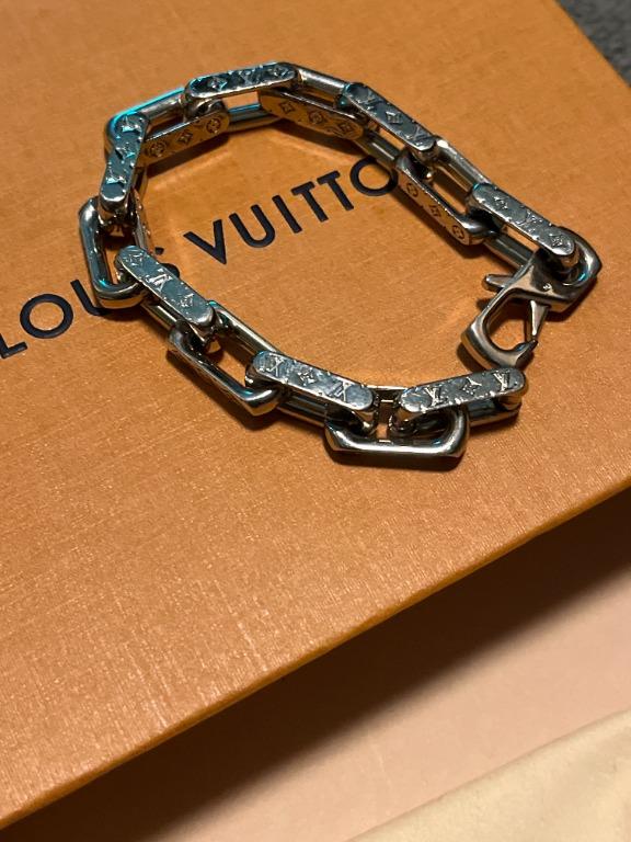 Louis Vuitton Authentic Bracelet Chain Monogram M64223 Silver Size M rare