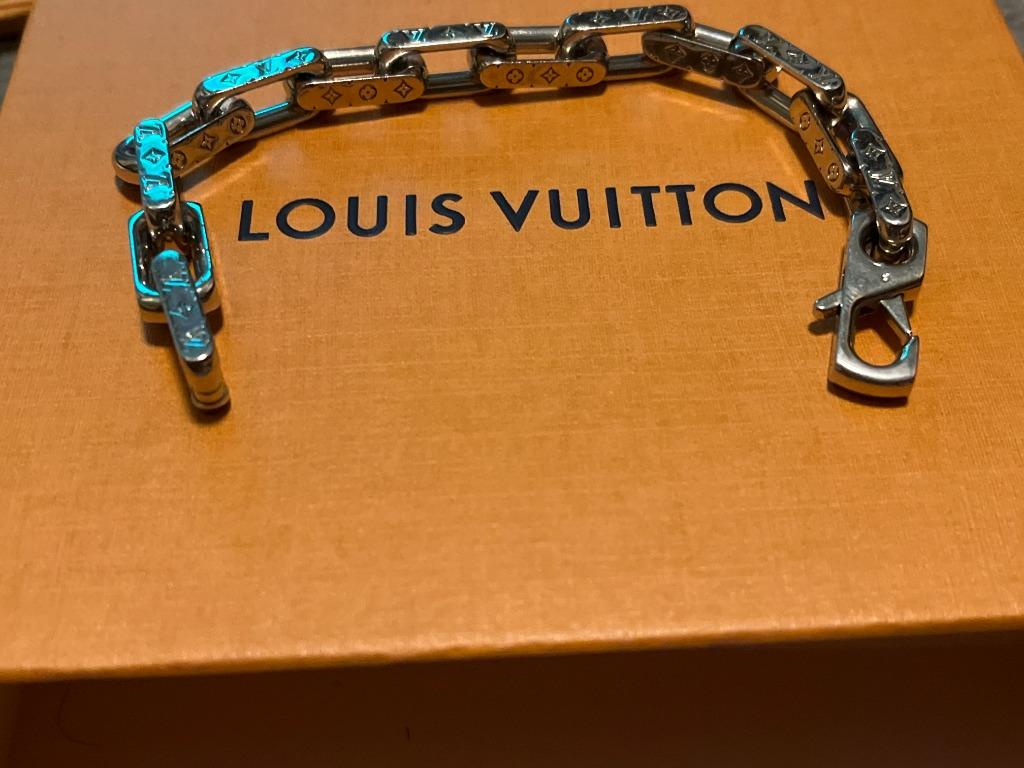Louis Vuitton Authentic Bracelet Chain Monogram M64223 Silver Size M rare