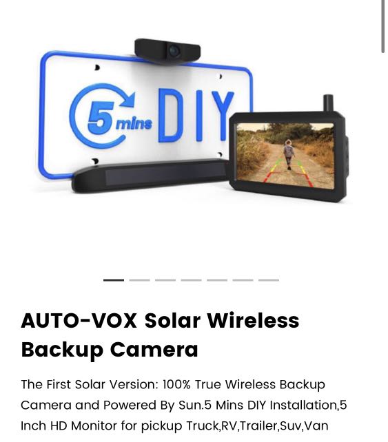 AUTO-VOX Upgrade Solar Wireless Backup Camera 5 Monitor HD
