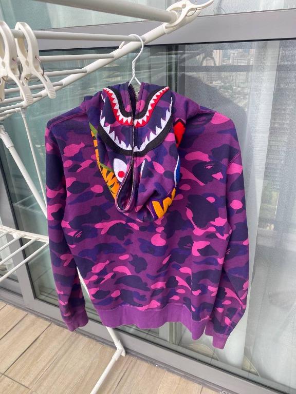 BAPE Purple Shark Hoodie, Men's Fashion, Tops & Sets, Hoodies on Carousell