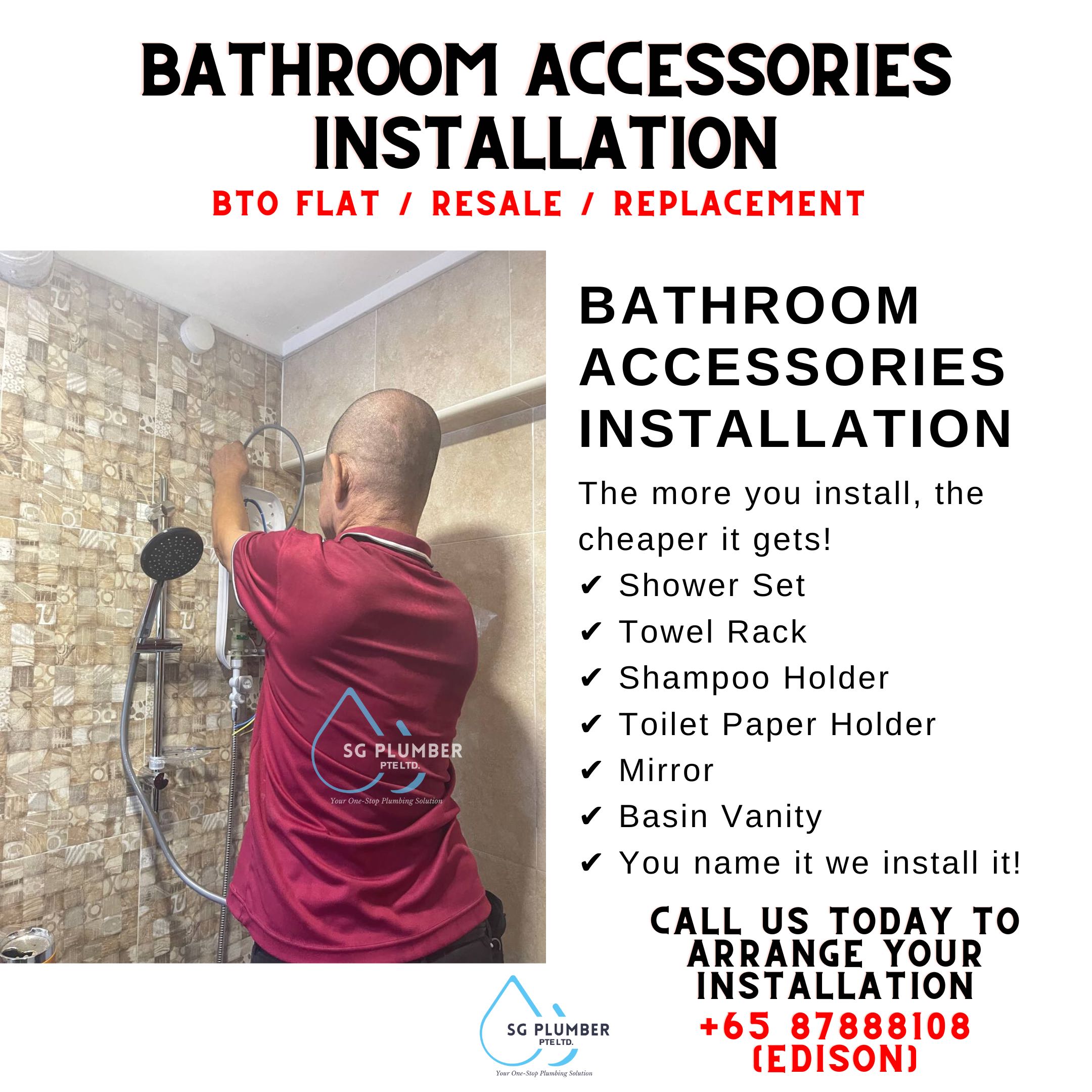 Bathroom Accessories Installation / BTO/Resale Flat Bathroom Accessories installation / Full
