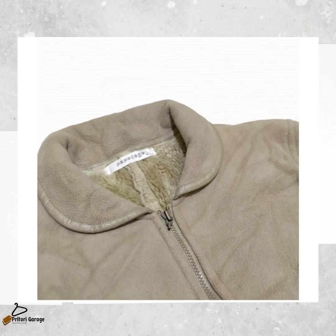 Bomber Shearling Jacket Sherpa Suede Leather Papotage Light Brown Color  