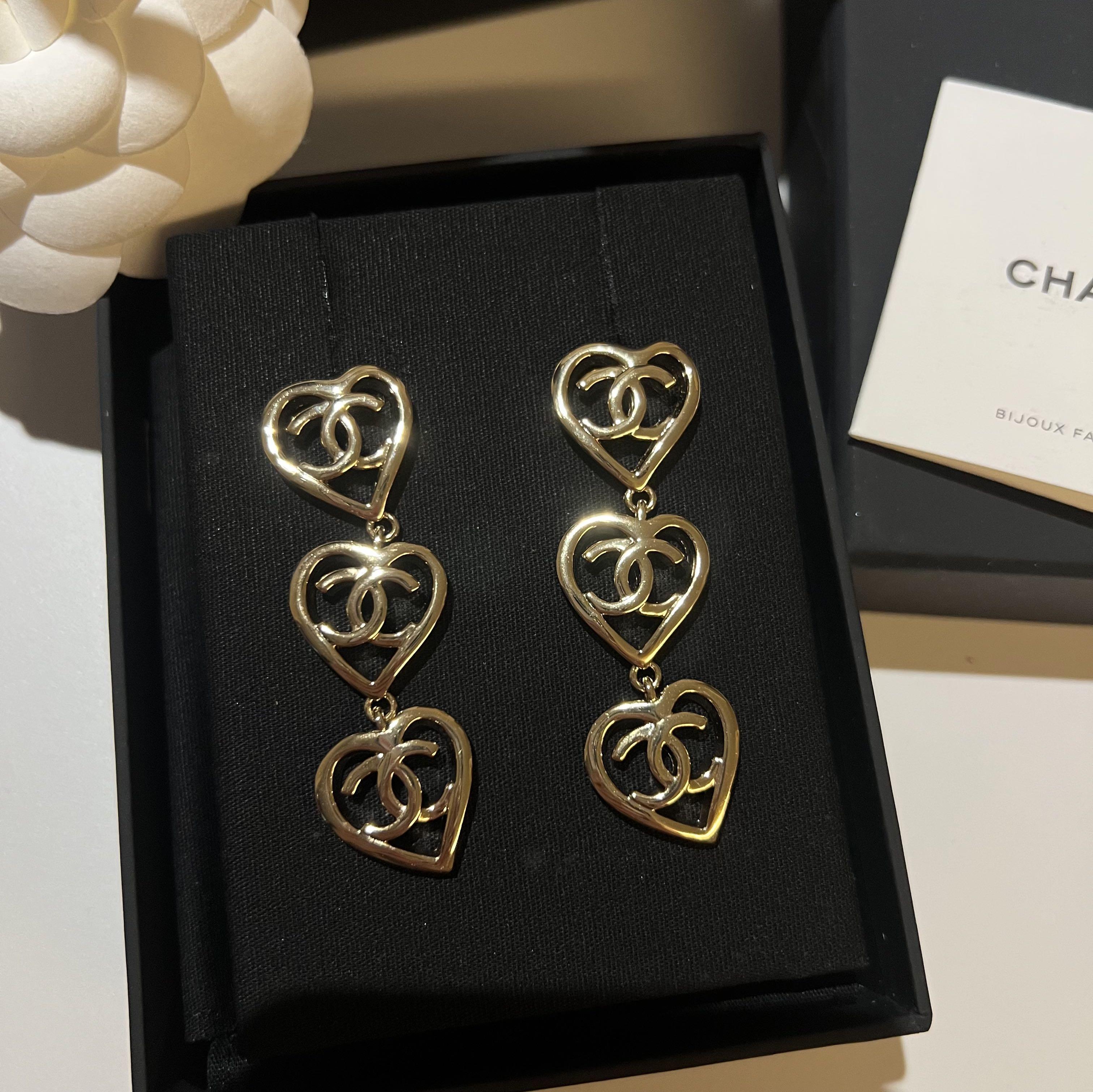 Chanel heart earrings, Women's Fashion, Jewelry & Organisers, Earrings on  Carousell