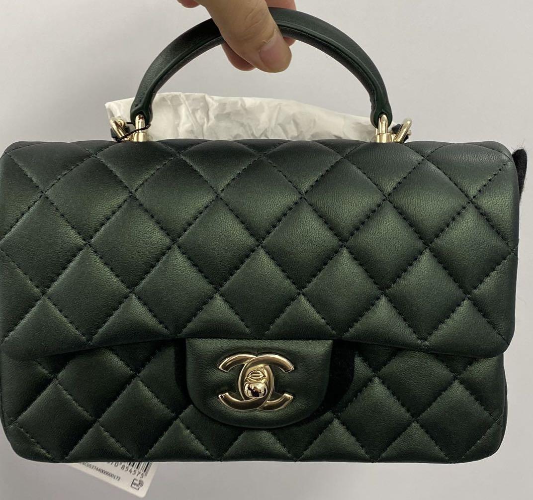 Chanel Mini Top Handle (Dark Green 22S)
