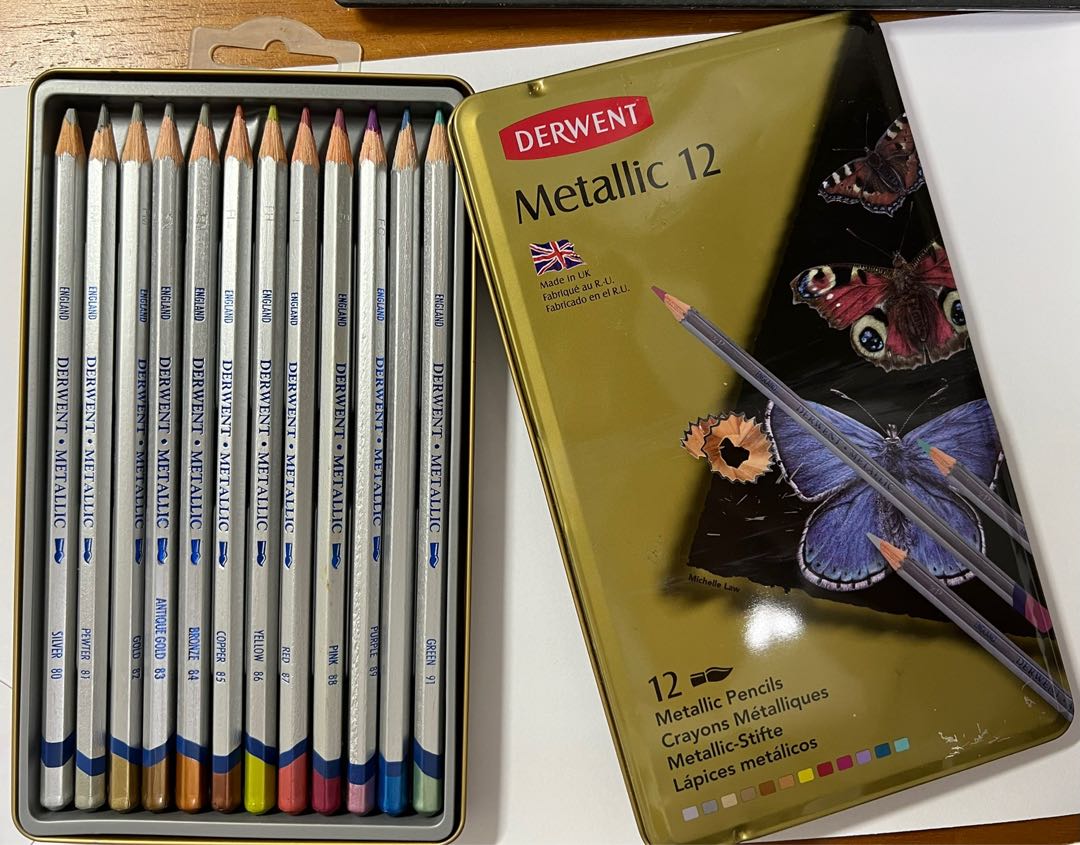 DERWENT Metallic Pencils 12, Hobbies & Toys, Stationery & Craft