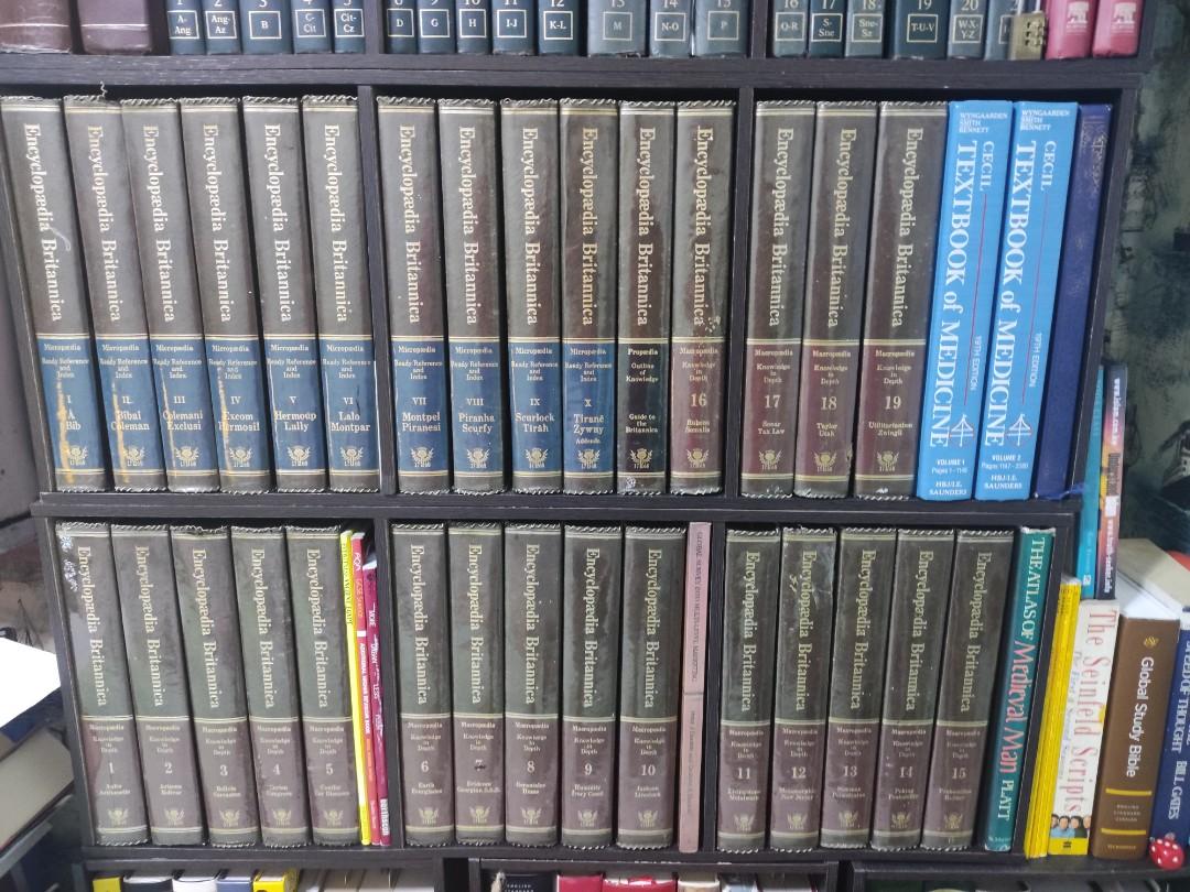 Encyclopedia Britannica (Category: Textbooks) located in Quezon City. Submitted by hectorious_123 (Listing ID 1169752324, Image 2). Description: COMPLETE SET OF ENCYCLOPEDIA BRITANNICA FOR ONLY 5900!!! Set Includes: 1 Propedia 19 Macropedia 10 Micropedia Total of 30 books for only 5.9k!! Complete and Intact note: other books included in the picture are not included, only the BRITANNICA set Buyer will shoulder shipping and shipping fee Pickup at N
