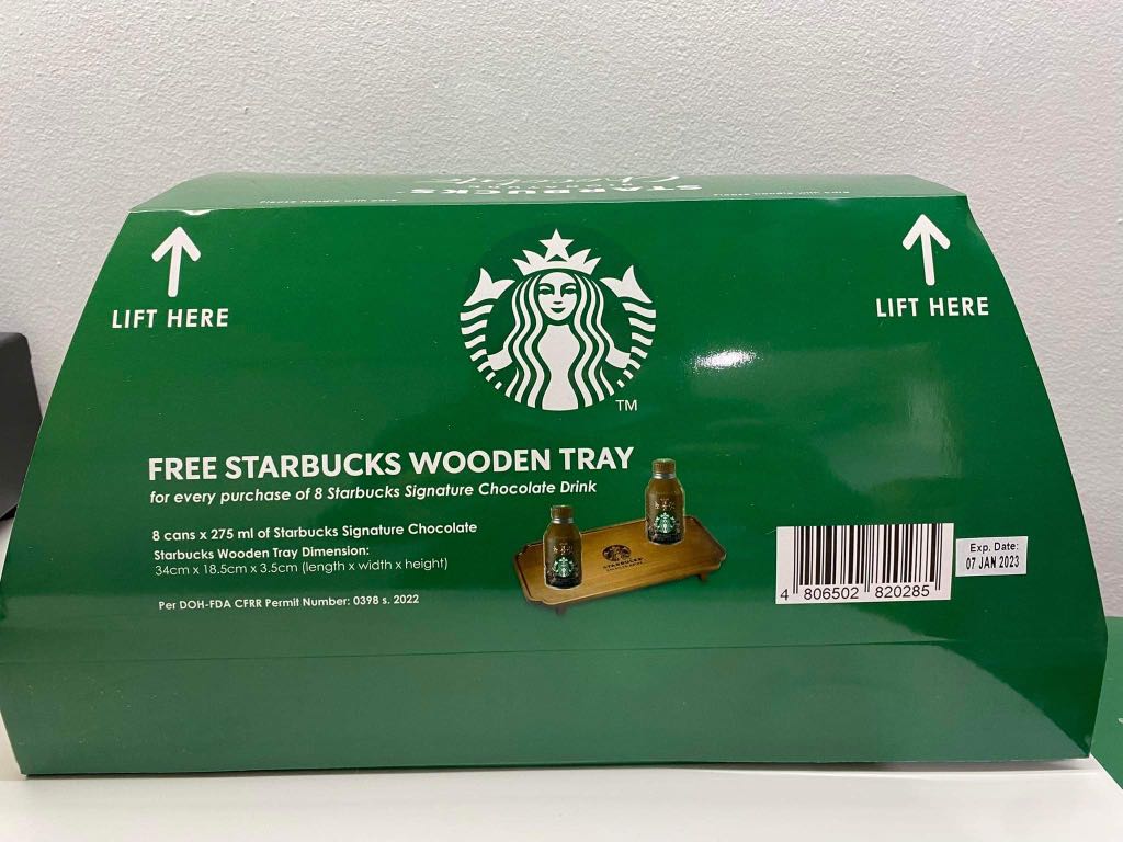 starbucks wooden tray
