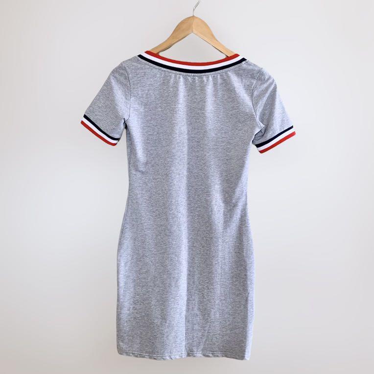 Grey sporty shirt dress - Polo look 