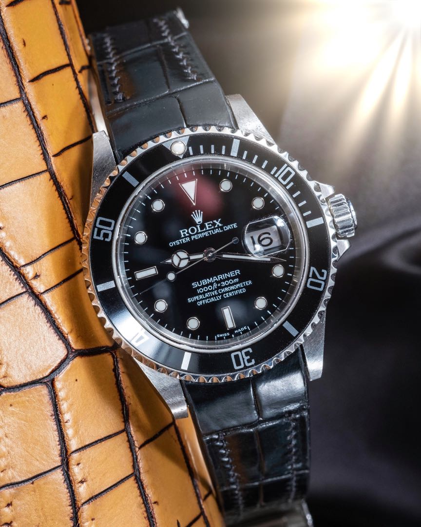 Handmade Handstitched Watch Strap in Black Crocodile Leather For Client s Rolex Submariner 16600 40MM Watch Luxury Watches on Carousell