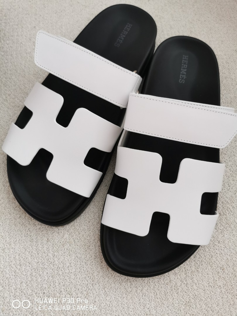 White cheap hermes slippers