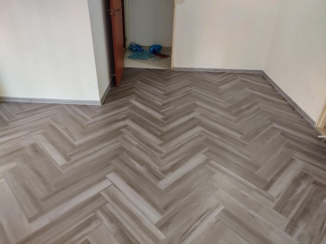 Herringbone style Vinyl Floor, Furniture & Home Living, Home Decor
