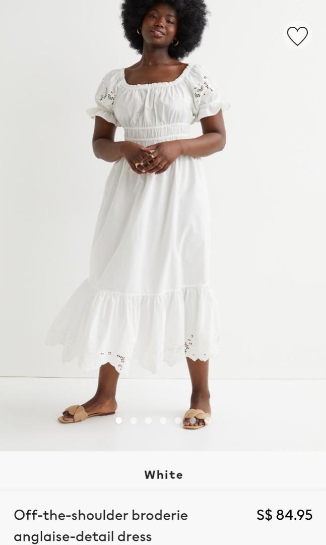 H&m white deals broderie dress