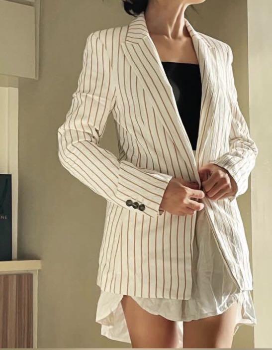 Yellow and white striped blazer hot sale