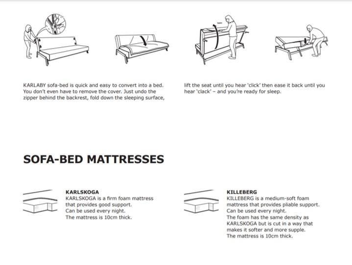 IKEA Karlaby Gray Sofa Bed (3 seater), Furniture & Home Living