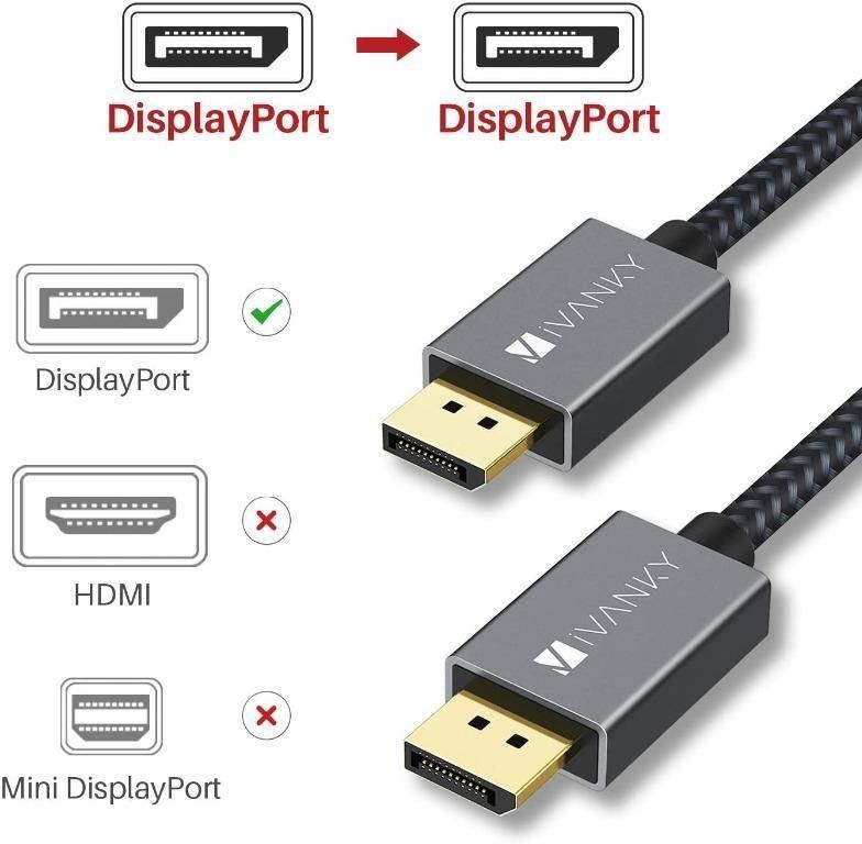 TV Red Gaming Monitor ivanky 6.6 feet DP Cable Braided Display Port Cable High Speed DisplayPort to DisplayPort Cable Compatible PC 2K@165Hz, 2K@144Hz, 4K@60Hz Laptop DisplayPort Cable 