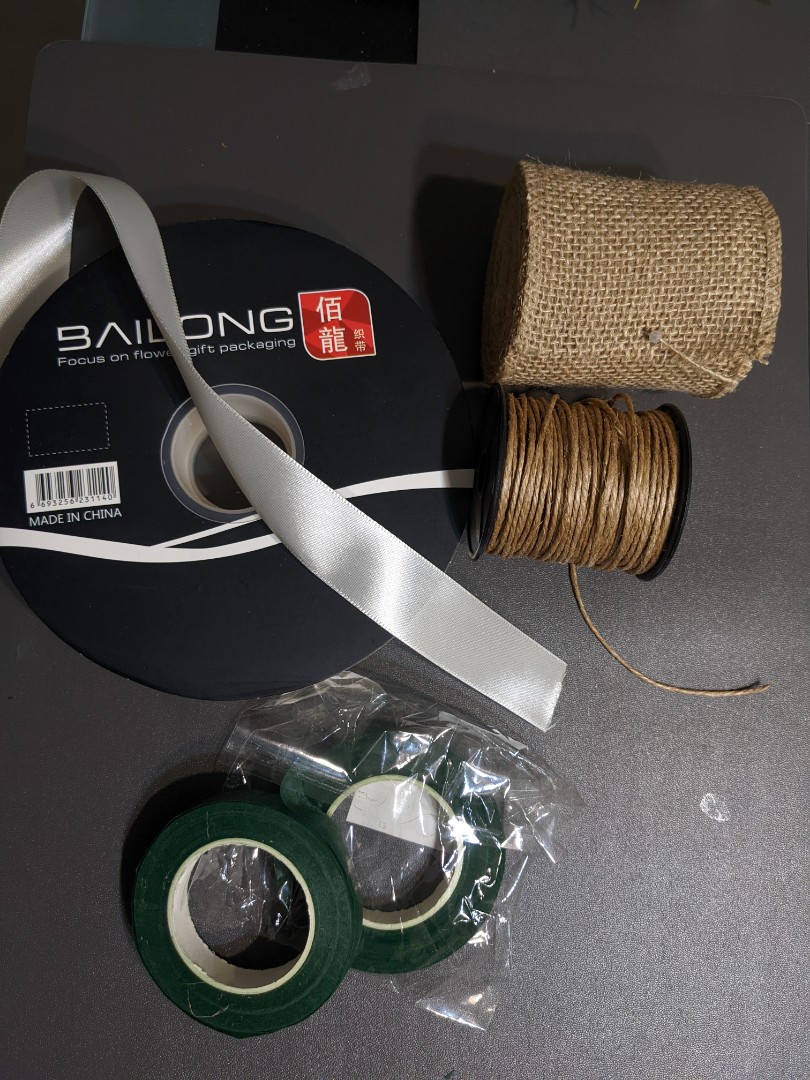 Jute, twine, ribbon, floral tape for flower bouquet, Hobbies & Toys