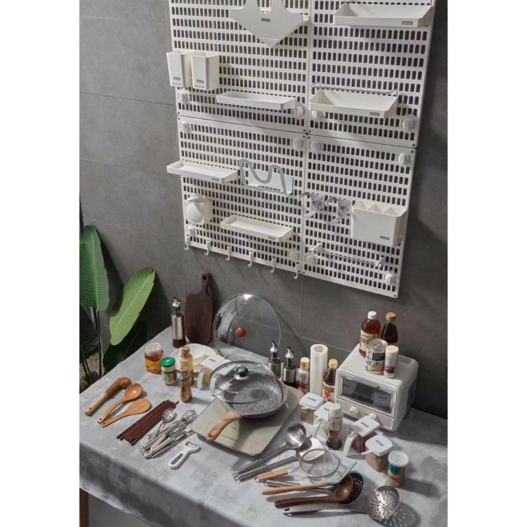 Kitchen Hanging Board Organizer Rack Storage Shelf Holder Hole Suction, Furniture & Home Living