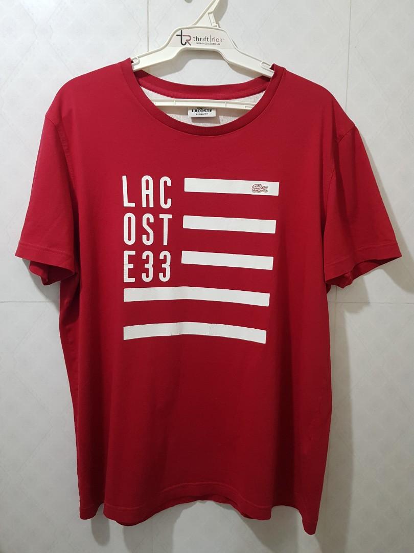 LACOSTE 33 RED PRINTED T SHIRT
