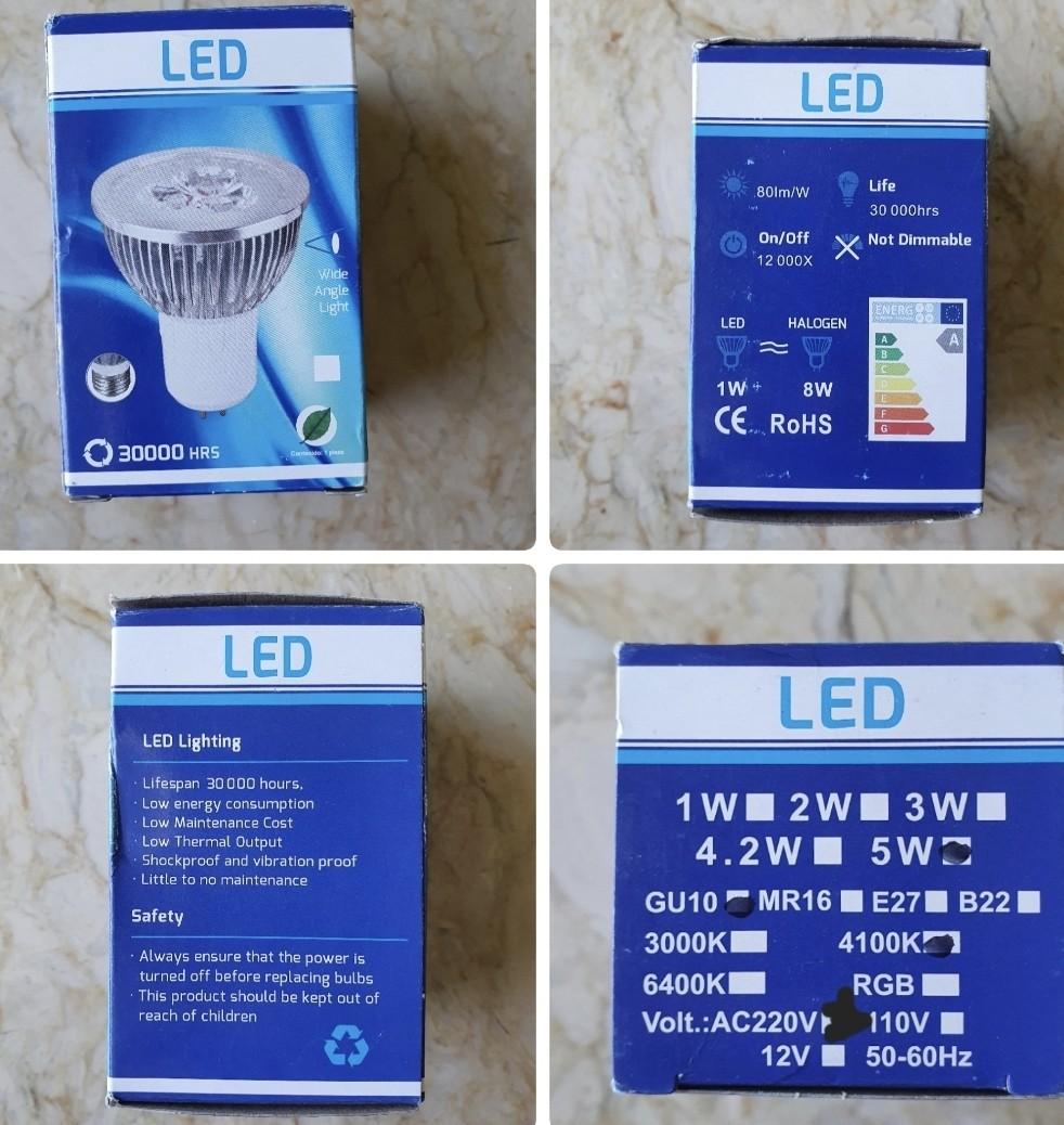 LED GU10 Bulb (AC 220V), Furniture & Home Living, Lighting & Fans