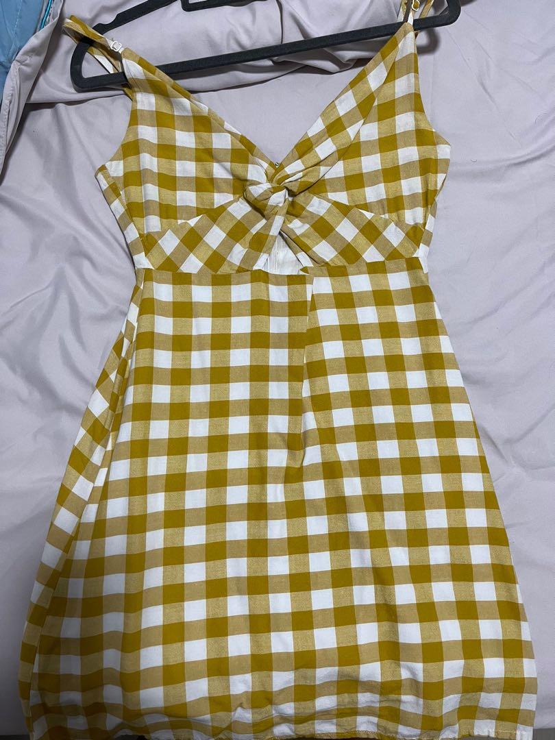Lottie moss yellow gingham ribbon cut out babydoll dress, Women's Fashion,  Dresses u0026 Sets, Dresses on Carousell