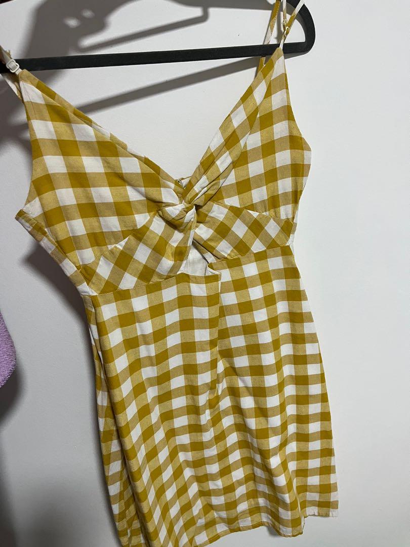 Lottie moss yellow gingham ribbon cut out babydoll dress, Women's Fashion,  Dresses u0026 Sets, Dresses on Carousell
