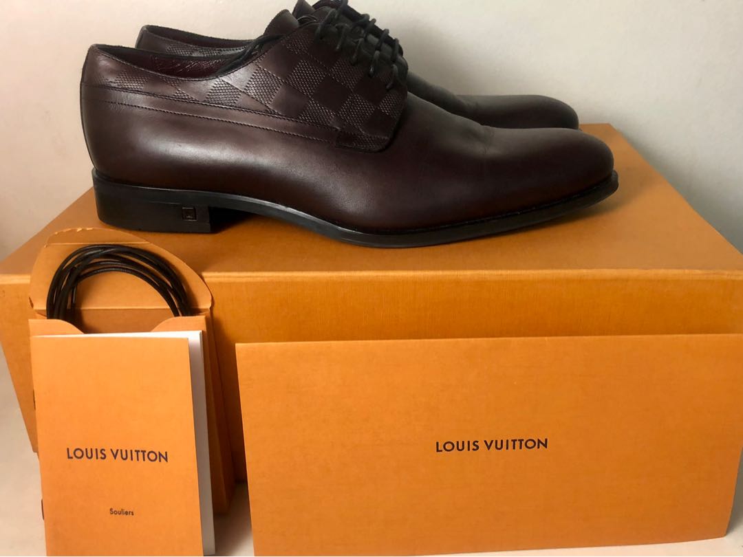 Louis Vuitton Men's Burgundy Damier Haussmann Derby Shoes size 9 US /  8 LV