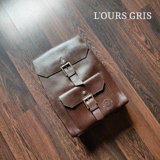 L'OURS GRIS DOUBLE FLAP BACKPACK | Leather Bag