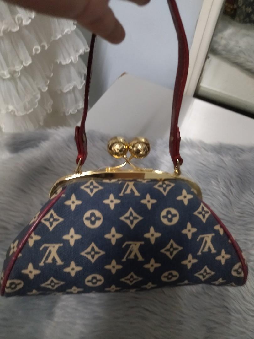 LV denim kisslock bag vintage, Luxury, Bags & Wallets on Carousell