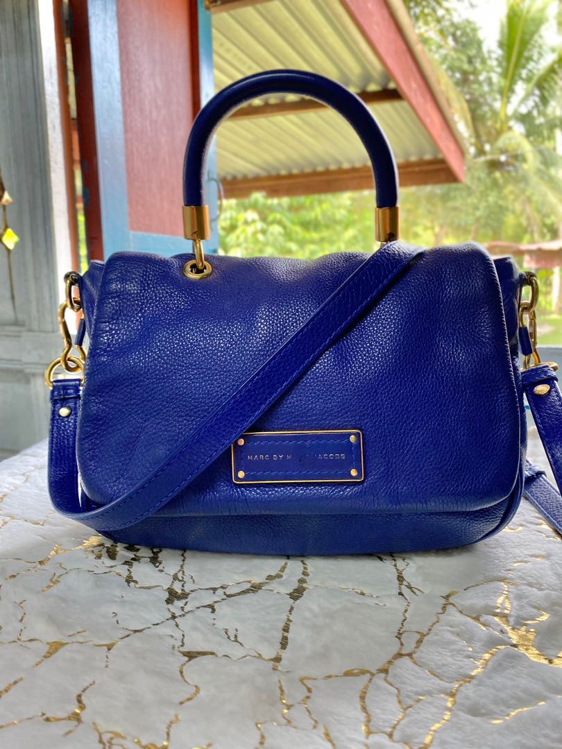 Marc By Marc Jacobs Blue Glazed Leather Too Hot To Handle Lea