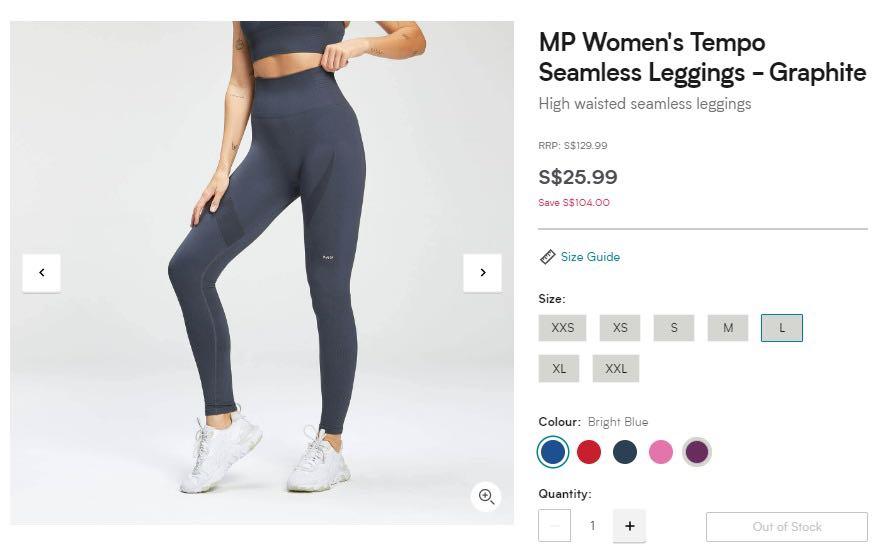 MyProtein MP Women's Tempo Seamless Leggings (Graphite), Women's Fashion,  Activewear on Carousell