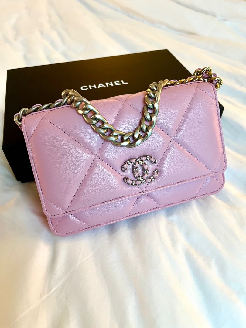 Chanel Pink Quilted Lambskin Wallet On Chain WOC Silver Hardware, 2014-2015  Available For Immediate Sale At Sotheby's
