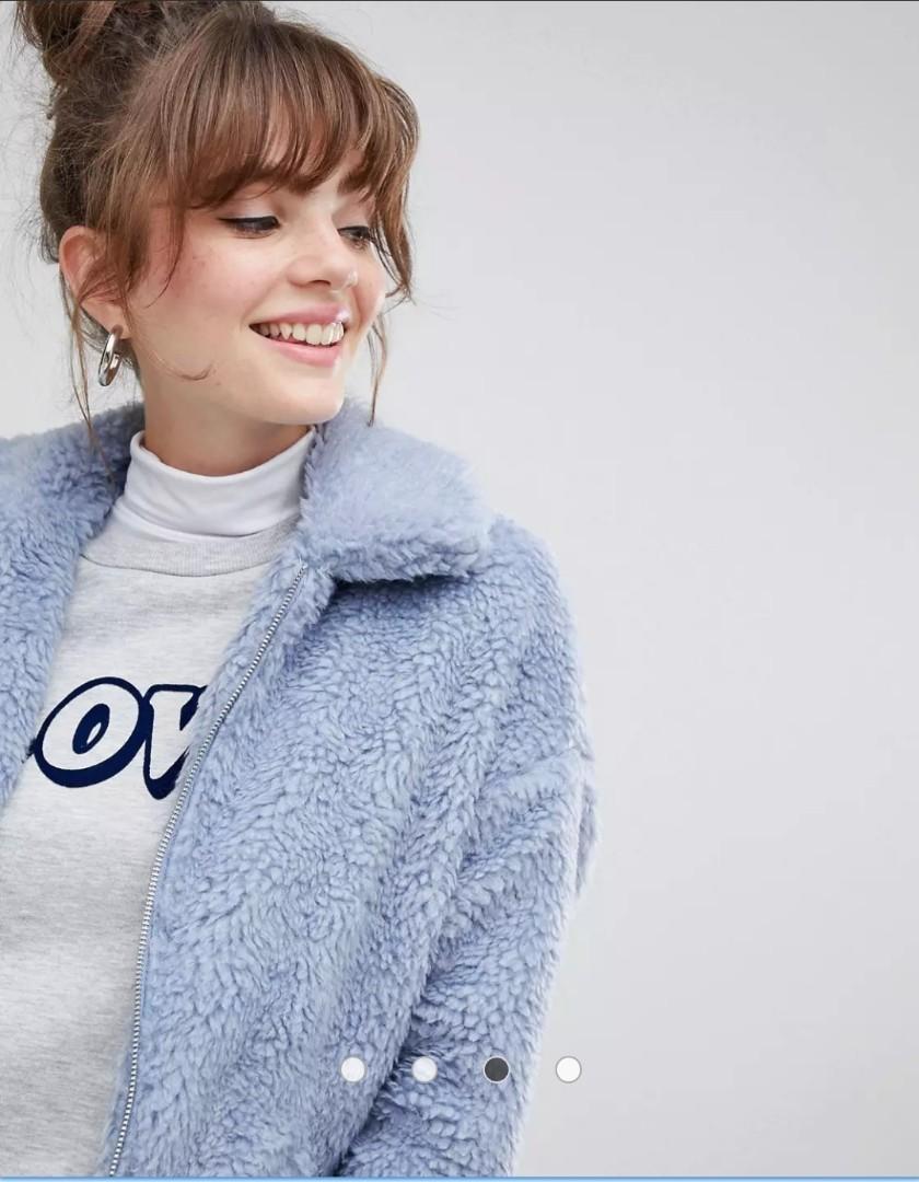 New look teddy faux fur bomber jacket top