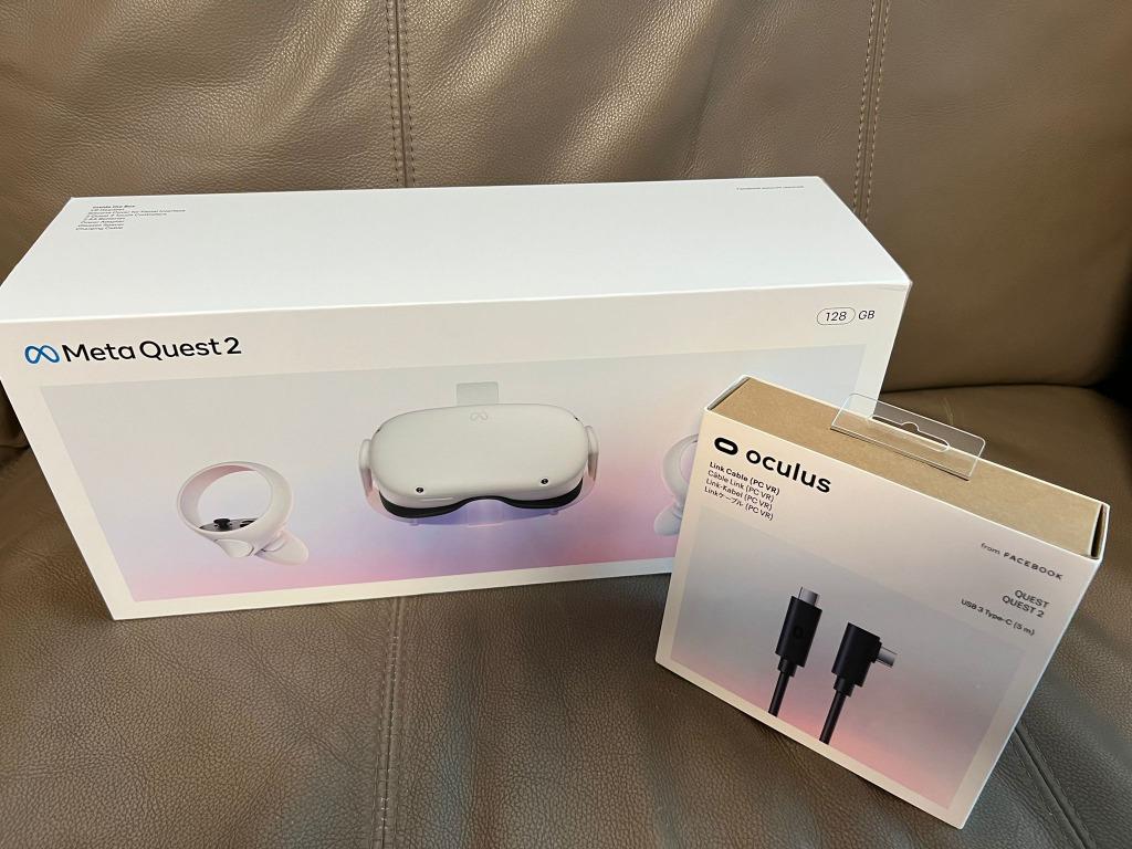 Oculus Quest 2 128 GB with official link cable, 電子遊戲, 遊戲機