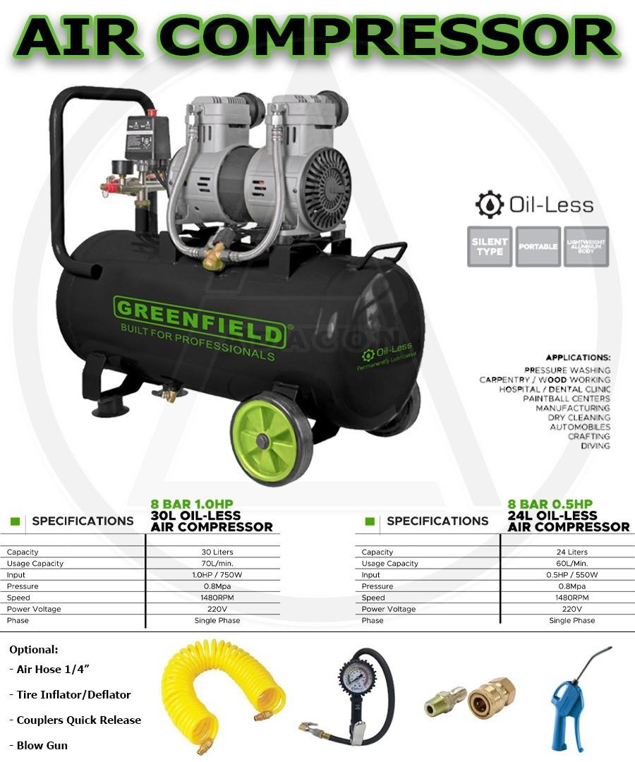 OILLESS AIR COMPRESSOR 1HP/0.5HP, Commercial & Industrial