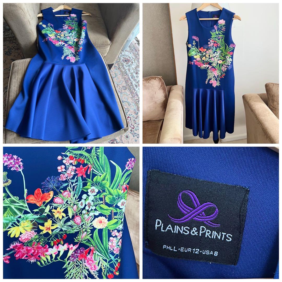 Plains and best sale prints blue dress