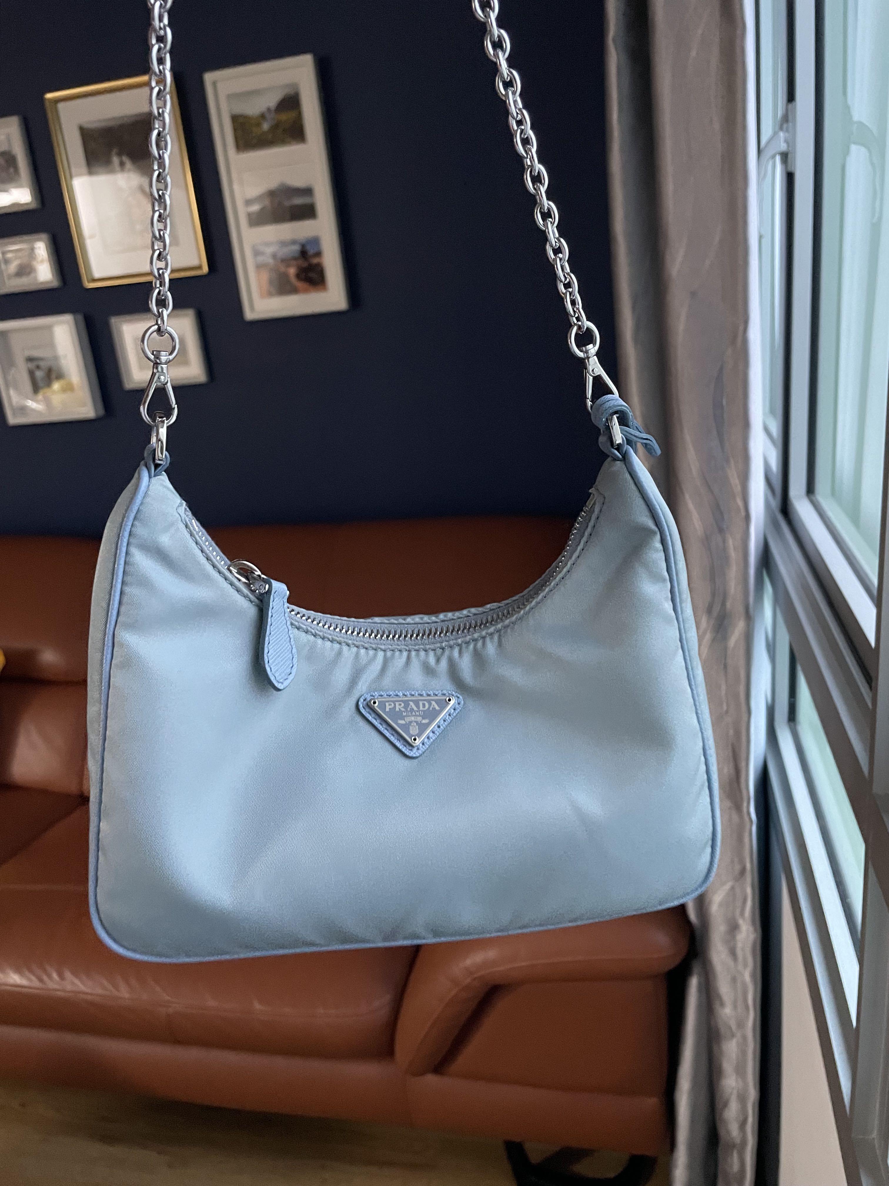 Prada Re-Edition 2005 Nylon Bag Astral Blue in Nylon with Silver