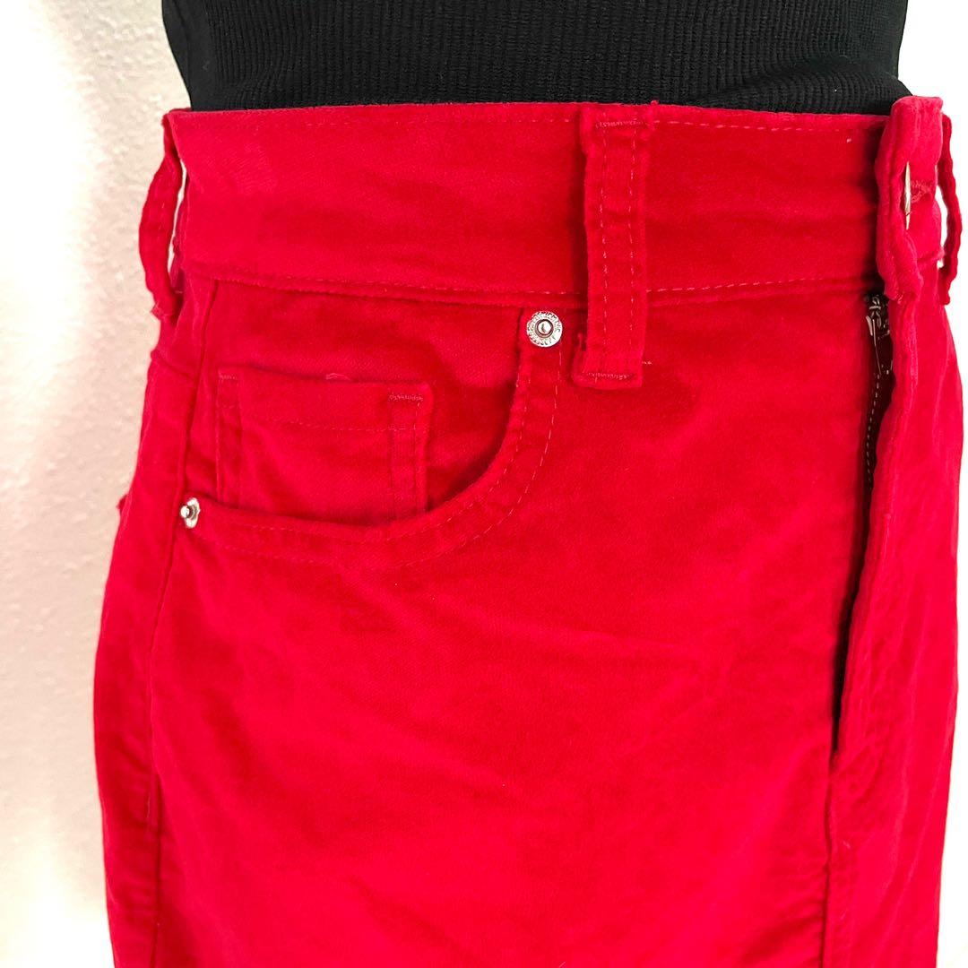 Red Short Velvet Skirt Forever 21 Women s Fashion Bottoms