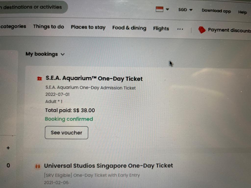 URGENT SELLING Sea Aquarium 1 day Ticket, Tickets & Vouchers, Local Attractions & Transport on