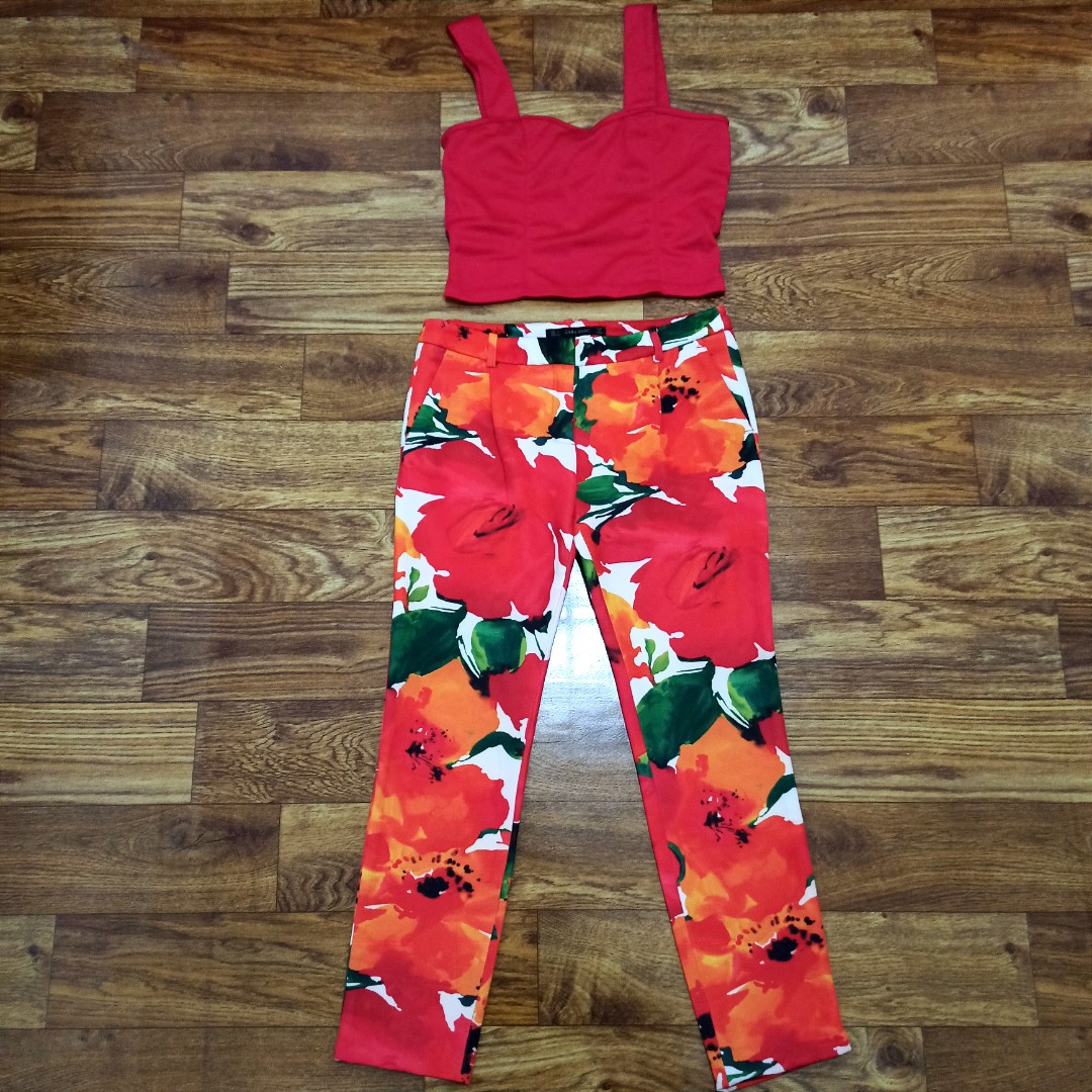 Set Zara Pant \u0026 Crop Top Lovet, Fesyen 
